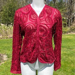 Chico’s nylon, ribbon & bead jacket M